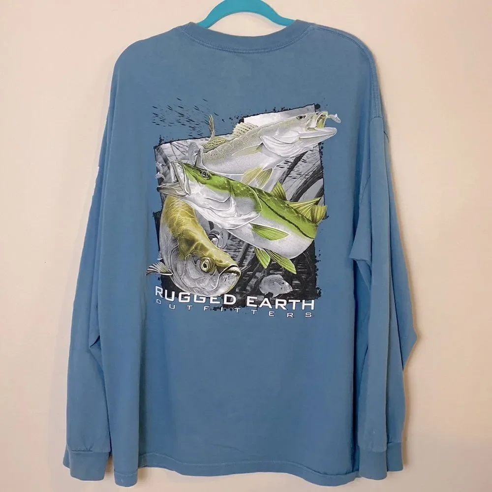 Rugged Earth Outfitters Tee Shirt Long Sleeve Graphic on Back Size XXL